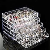 YUFONG Earring Storage Box Organizer, Acrylic Jewelry Storage Box Holder 5 Drawers Transparent Jewelry Display Stand with 120 Small Compartments Gift Boxes for Women Girls (Clear)