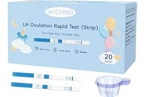 ACCUBIO Ovulation Test Strips, Bulk Ovulation Tests, 20 Pack Fertility Tests with Collection Cups, Accurate LH Test for Home, Ovulation Predictor Kit, 5mm Wider 25 MIU/mL