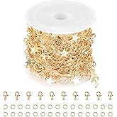 Jabogrii 5 Meters Star Moon Jewelry Making Chains Gold Plated Brass DIY Jewelry Making Supplies Necklace Bracelet Craft Chain Roll for Jewelry Making