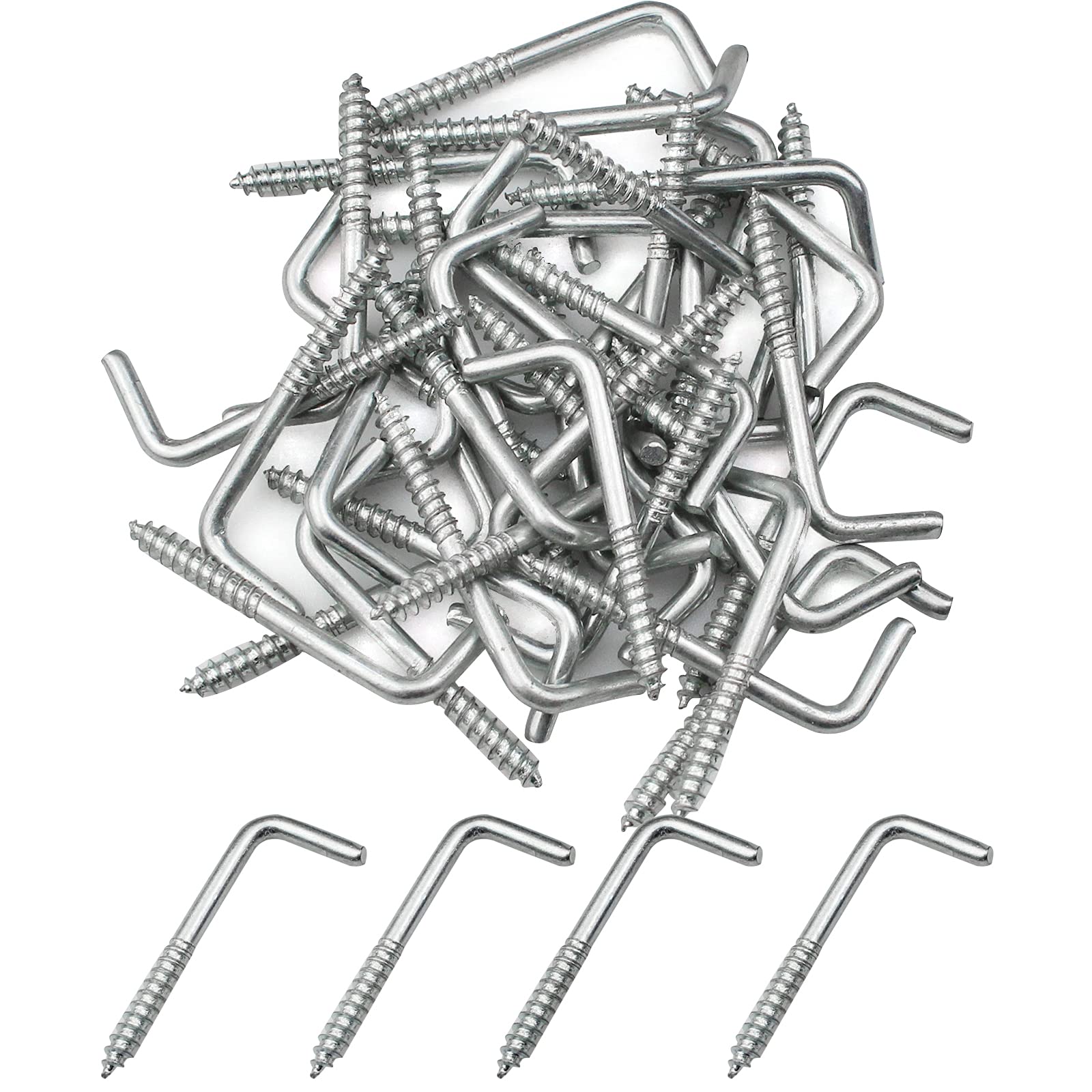 burkfeeg 40 Pcs L Hook Screws Screw-in Hooks Screws Square Shouldered Dresser Screws Hooks Carbon Steel Right-Angle Hook for Hanging Cups, Keys, Traction Ropes (1.57 × 0.59 inch)