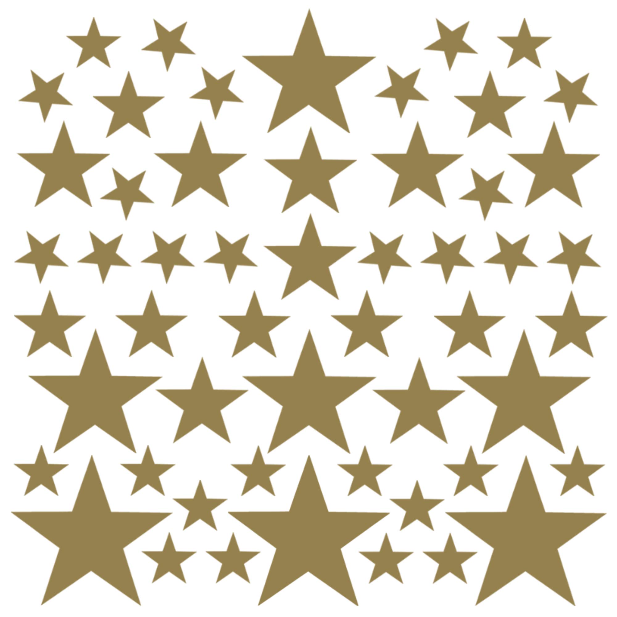 PREMYO Set of 54 Star Wall Stickers Kids - Nursery Decor Easy to Apply - Decals for Bedrooms for Girls Boys Gold