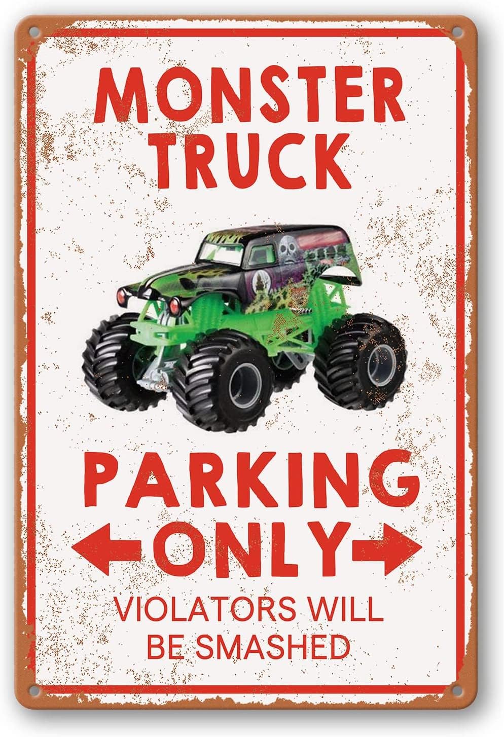 Yard Signs - Monster Truck Room Decor For Boys Monster Jam Bedroom Sign Boy Birthday Decorations Party Supplies Vintage Metal Tin Signs Monster Truck Parking Only Violators Will Be Smashed Wall Decor Room Door Accessories For Kids Monster Truck Poster Gifts 8 X 12 In