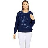 Alfred Dunner Womens Womens Asymmetric Floral Pullover