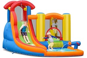 BOUNTECH Inflatable Water Slide, Bounce House Water Slide for Kids Outdoor Fun w/Waterslide, Splash Pool, Climbing Wall, Water Slides Inflatables for Kids Toddlers Boys Girls Backyard Party Gifts
