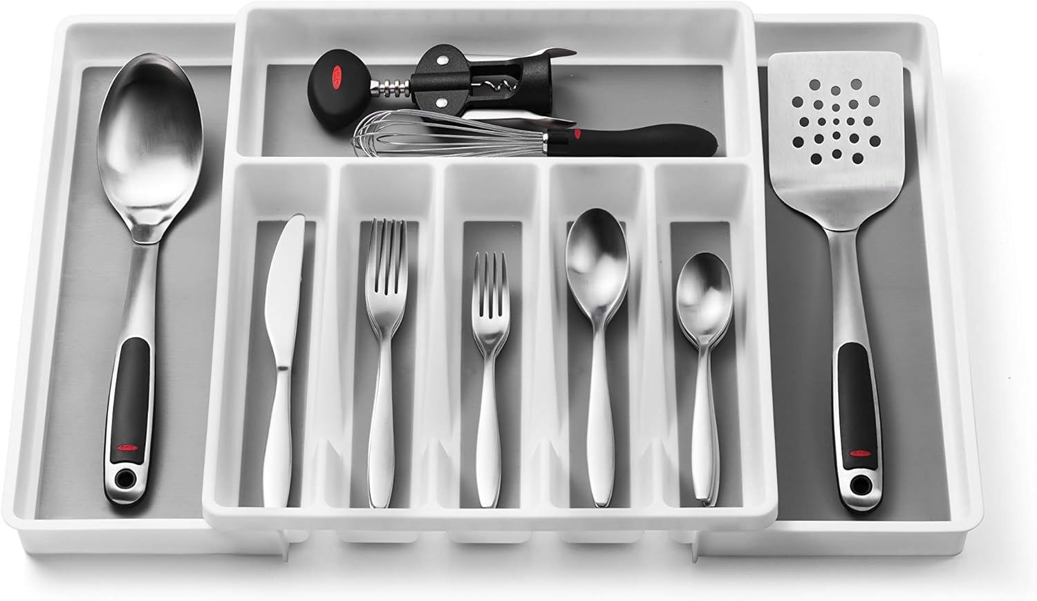 Expandable Cutlery Drawer Organizer, Flatware Drawer Tray for Silverware, Serving Utensils, Multi-Purpose Storage for Kitchen, Office, Bathroom Supplies -