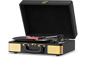 Record Player, FYDEE Vinyl Record Player with 2 Built-in Stereo Speakers, 3 Speeds (33/45/78 RPM), Bluetooth Turntable for Vi