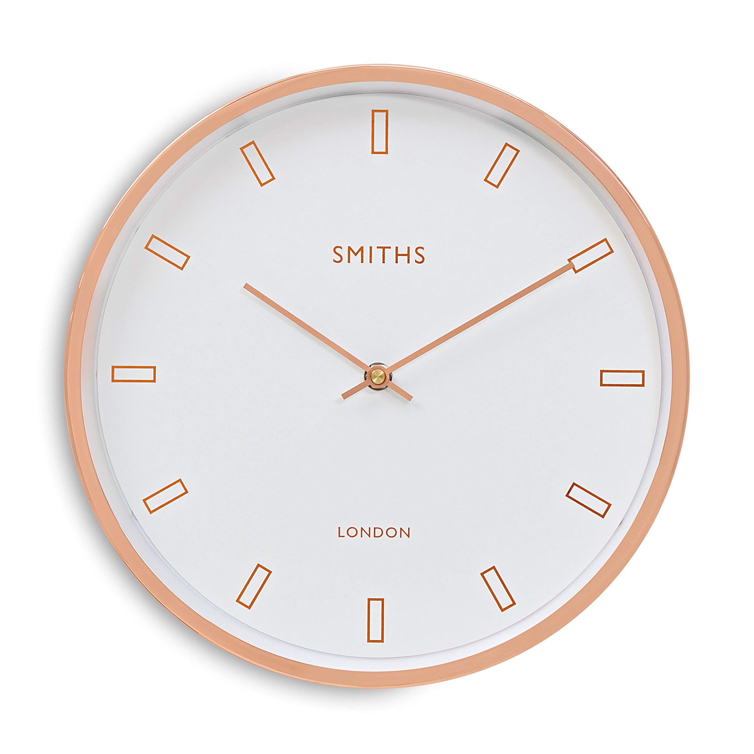 Lascelles London Modern CASE, Smiths DIAL Wall CLOCK-30CM, Aluminum, Rose Gold/White, 30 x 30 x 4.5 cm