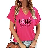 Breast Cancer Awareness Shirt Pink Ribbon Breast Cancer Support Squad Tshirts Cancer Survivor V-Neck Tops