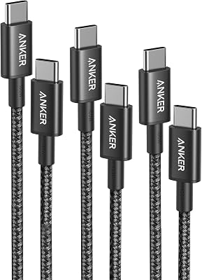 Cabo de carregamento rápido USB C da Anker, cabo 333 USB C 2.0, carregamento rápido de 100W para iPhone 15/15ProPro/15Plus/15ProMax MacBook Pro 2020, iPad Pro 2020, iPad Air 4, Samsung Galaxy S23+/S23 e muito mais (1m+1.8m+3m)