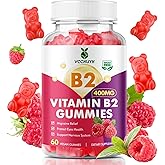 VCCHUYH Vitamin B2 Gummies for Kids & Adults, VIT B2 Riboflavin 400mg Supplement with Magnesium for Migraine Relief & Nervous System Support, Non-GMO, Vegan, Raspberry Flavor 60 Count