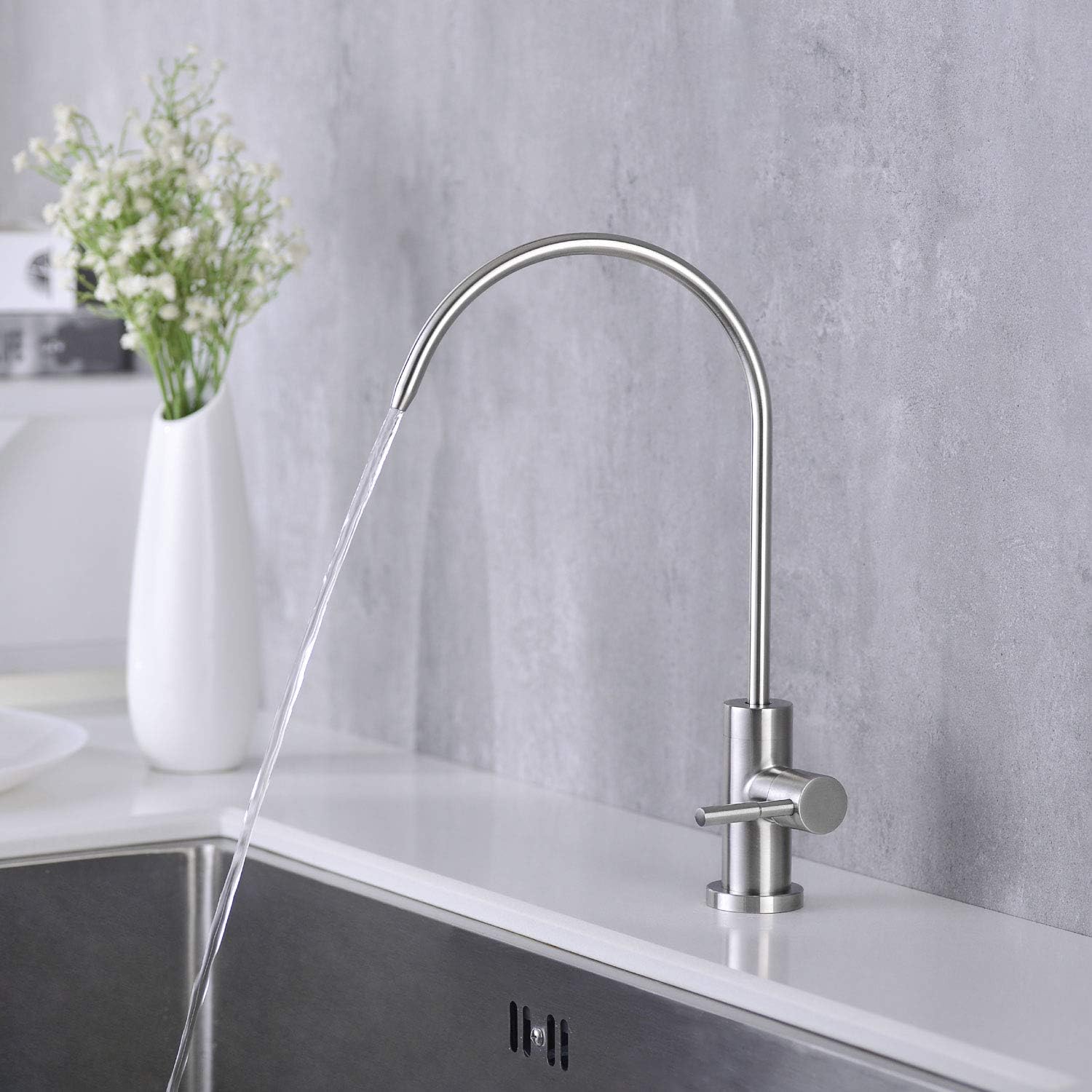 Anpean Drinking Water Faucet, Lead-Free, SUS304 Stainless Steel Kitchen Water Filter Faucet for Reverse Osmosis and Water Filtration Systems, Brushed Gold - - 
