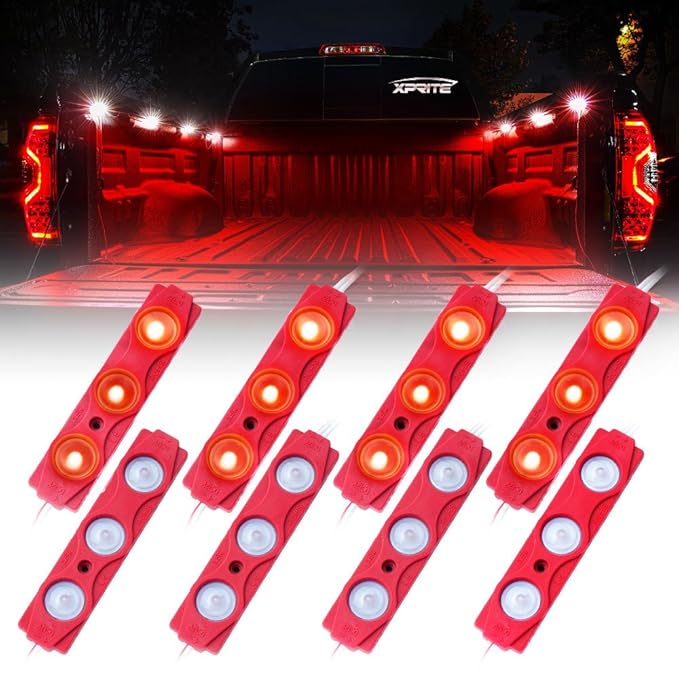 Xprite New Version Red 8pc 24 LED Rock Light High Intensity