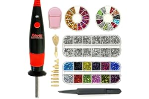 Afantti Hotfix Applicator Setter Wand Bedazzler Tool Kit with | 9 Tips | & | 5000pcs Hot Fix Rhinestones | for Clothes Shoes Hats Fabric Crafts