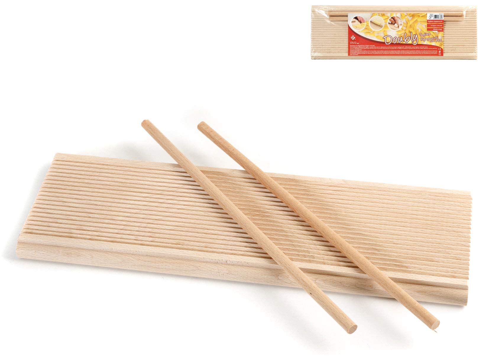 Home 9654 Dual Use Wooden Riga Gnocchi Board, Beige, 37 x 12 x 2 cm