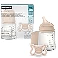 Suavinex Zero Zero Newborn Starter Set Small Anti Colic Baby Bottle + Pacifier, No 1 Spanish Baby Bottle Brand, Minimizes Bottle Rejection & Nipple Confusion, Adaptable Flow - Light