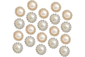 JEWEDECO 20pcs DIY Hairpin Pearls and Alloy Rhinestone Decals for Women Shiny Flatback Pearl Craft