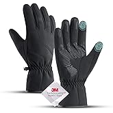 HUAME 10℉ Winter Waterproof Windproof Warm Gloves Men Women Ski Gloves with 3M Thermal Insulated Lined - Touchscreen Fingers & Anti-Slip Palm for Cold Weather Cycling Driving Hiking Running Golf Sonw