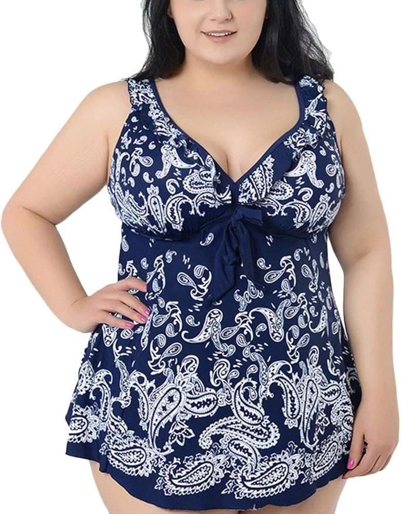 Zhhlinyuan Summer Womens Beach Elastic Swimsuit TwoPiece Plus Size