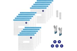 NIKISHAP Sous Vide Bags Reusable 24 Pcs, BPA Free Resealable Vacuum Seal Bags 15 pcs for food with 5 Air Valves, 2 Seal Clips and 2 Sous Vide Clips for cooking, High Temperature Cooking, Food Refrigeration.