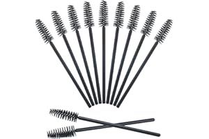 GCQQ Beauty 50PCS Mascara Wands, Disposable Eyelash Eyebrow Spoolie Brush for Makeup Eyelash Extensions (Black)