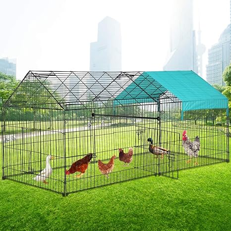 gallinero jaula grande de metal para aves de corral con cubierta impermeable y antiultravioleta patio trasero al aire libre gallina conejos