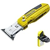 YOIbuy PRO Foldable Utility Knife with Scraper Function, Holds 2 Replacement Blades, Zinc Alloy Body, SK2 Replacement Blade