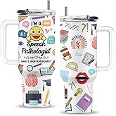 Uibunoo Speech Language Pathologist Gifts, 40 Oz I'm a Speech Pathologist Tumbler with Handle & Straw, Thanksgiving Christmas Birthday Gift for Herapist Pathologists, Pathologists Cup, 1 PCS
