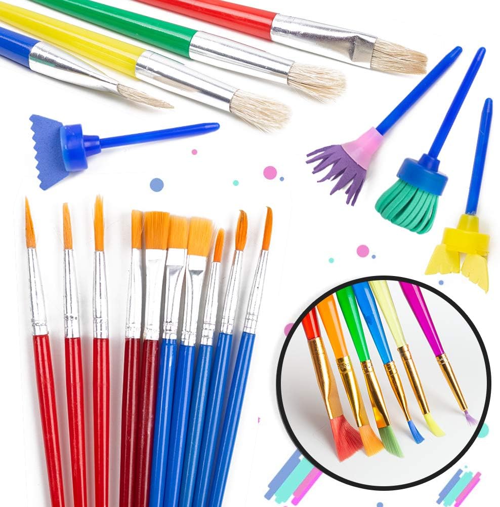 BigOtters Painting Tool Kit, 34Pcs Paint Supplies Include Paint Cups with Lids Palette Tray Multi Sizes Paint Pen Brushes Set for Kids Gifts School Prizes Art Party: Home & Kitchen