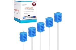 MELONSUN 300 Pcs Oral Swabs Disposable - Longer Unflavored & Sterile Dental Sponge Swabs for Mouth Cleaning - Individually Wrapped, Medical Grade, Latex-Free for Oral Care (Blue 300)