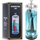 STNFAREBI Glass Disinfectant Jar with anti-slip pad 53 Oz/1500ML, Barber Disinfectant Jar With Removable Basket, Large Sterilizing for Manicure &amp; Pedicure Implements Stainless Steel 11.7"H x 3.8"W