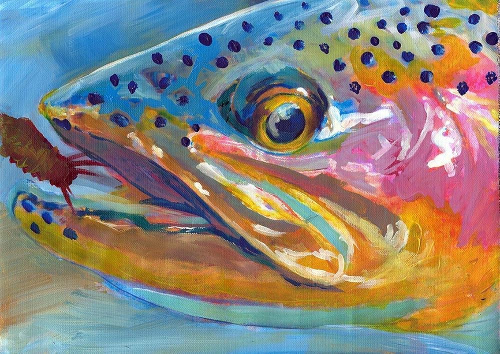 Rainbow Trout Fishing Art Print, Fly Fishing Gift Trout