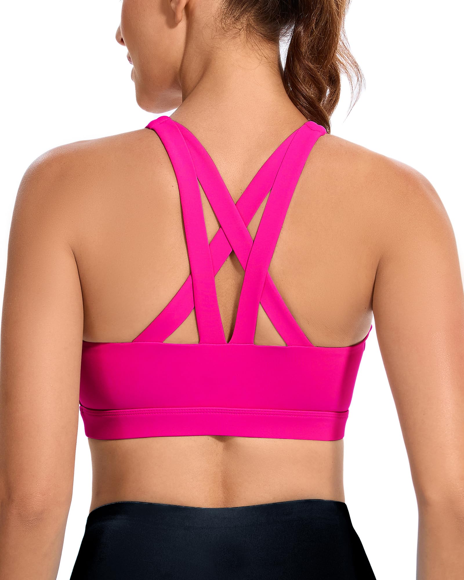 SONGSKY High Support Sports Bra for Women, Criss-Cross Back Padded ...