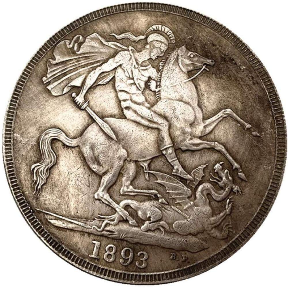 Chaenyu 1893 Victorian Antique Old Copper Silver Coin Tone Lennon Violin Skull Coin Foreign Currency Copy Souvenir Collection Commemorative Coins