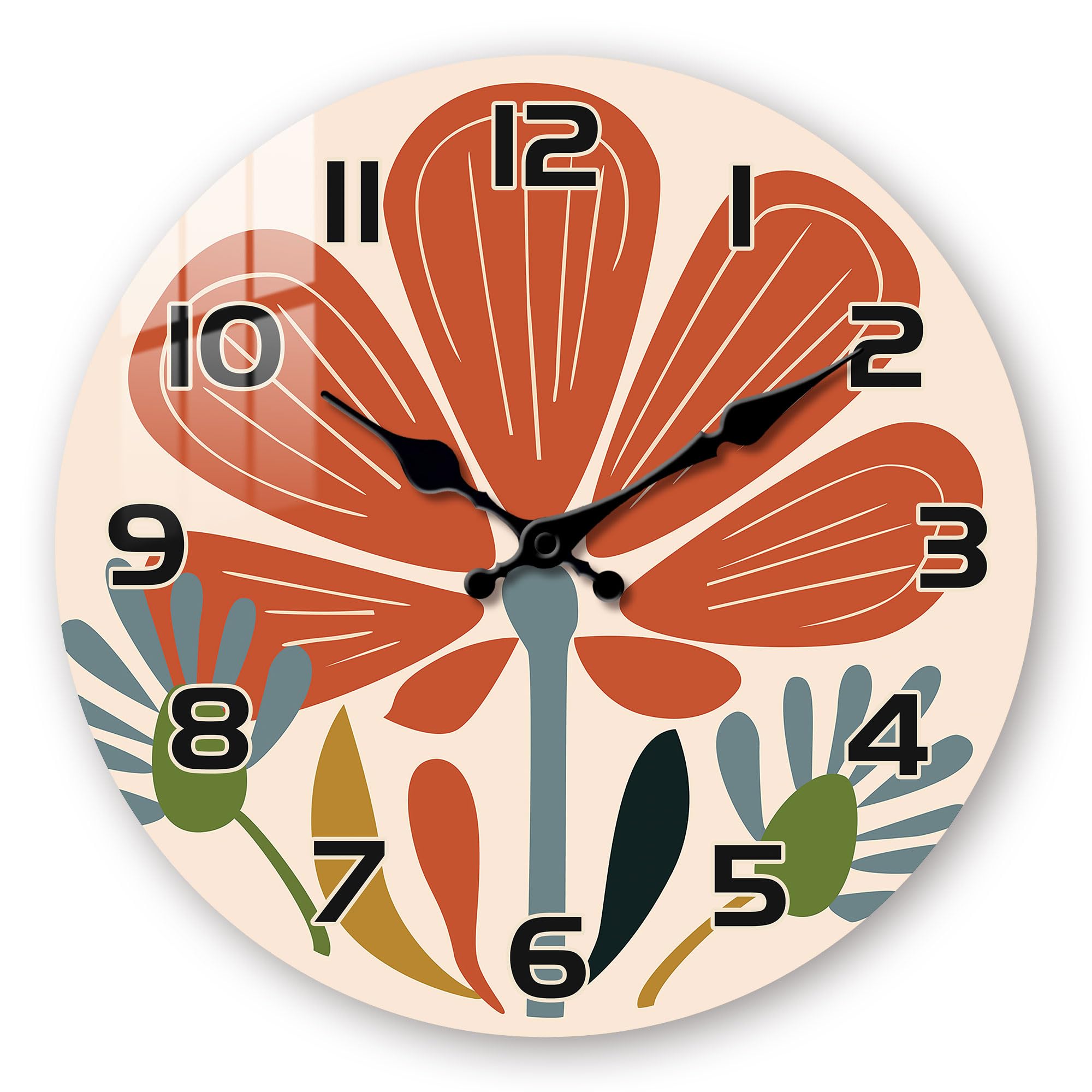 tomopetime large wall clock for living room - flowers wall clocks battery operated 16 inch - farmhou
