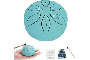 Mini Rain Drum for Outside – 3-Inch 6-Note Steel Tongue Drum, Garden Chime Percussion Instrument with Mallets & Bag, Musical 