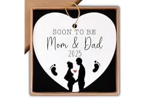 PIUZMNSIY Pregnancy Announcements Gifts Soon to Be Mom & Dad in 2025 Christmas Ornament Keepsake Sign Heart Plaque Pregnancy Gifts for First Time Moms Dads Baby Announcements Ideas