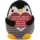 Alavvii Mothers Day Birthday Gifts for Mom from Daughter Son, Handmade Crochet Penguin Gift for Mom Mama Mother in Law Bonus Step, Emotional Support Moms Gifts Idea, Mother's Day Warm Gift Pocket Hug