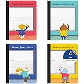 Oxford Primary Composition Notebooks, Kids Handwriting & Drawing Story Journal, Pre-K, Grades K-2, 100 Sheets/200 Pages, 9 3/4 x 7 1/2, (63784) (Pack of 4)