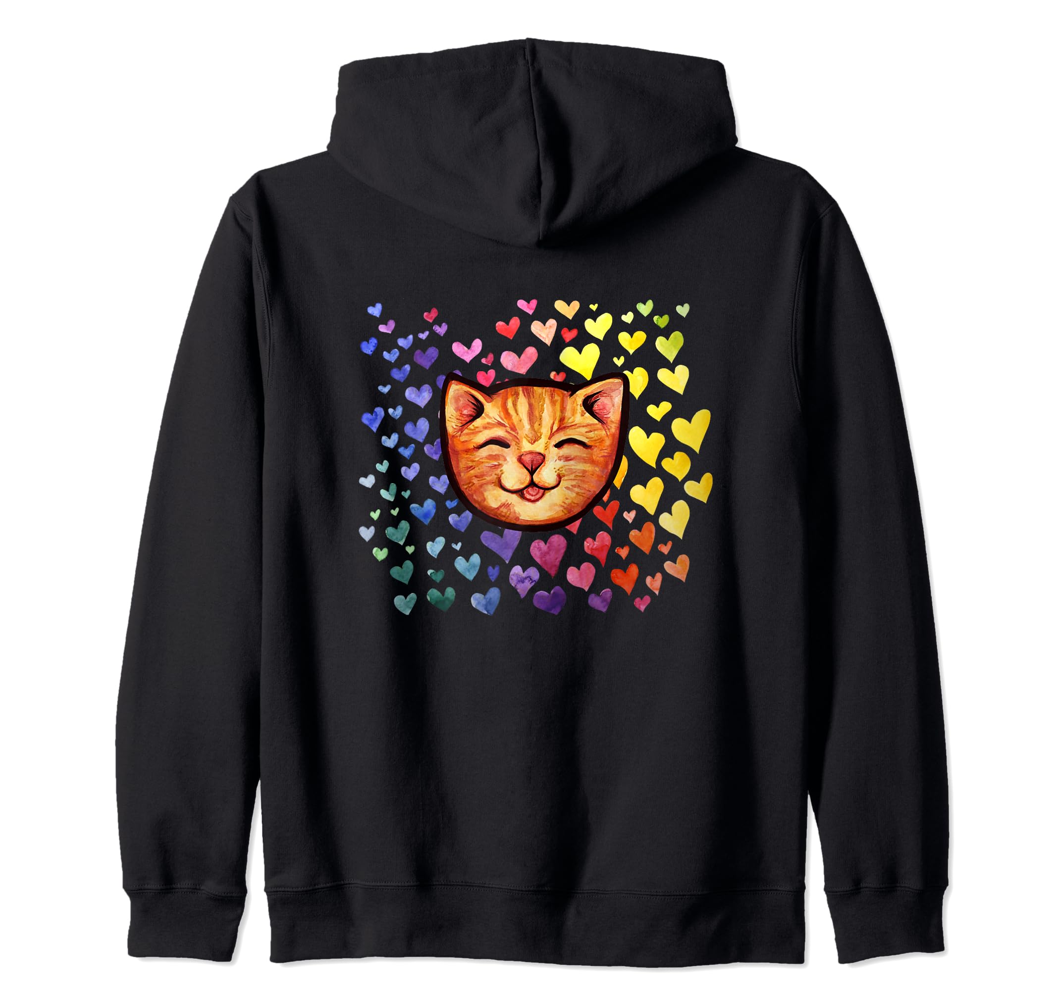 Happy Orange Tabby Cat Rainbow Zip Hoodie