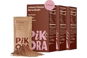 Pikora Chocolate Bone Broth Instant Powdered Mix (3 Pack, 12 Servings) | High-Protein, Gluten-Free, Collagen-Rich, No Sugar, Keto & Paleo Friendly | 10g Protein, 45 Calories per Serving