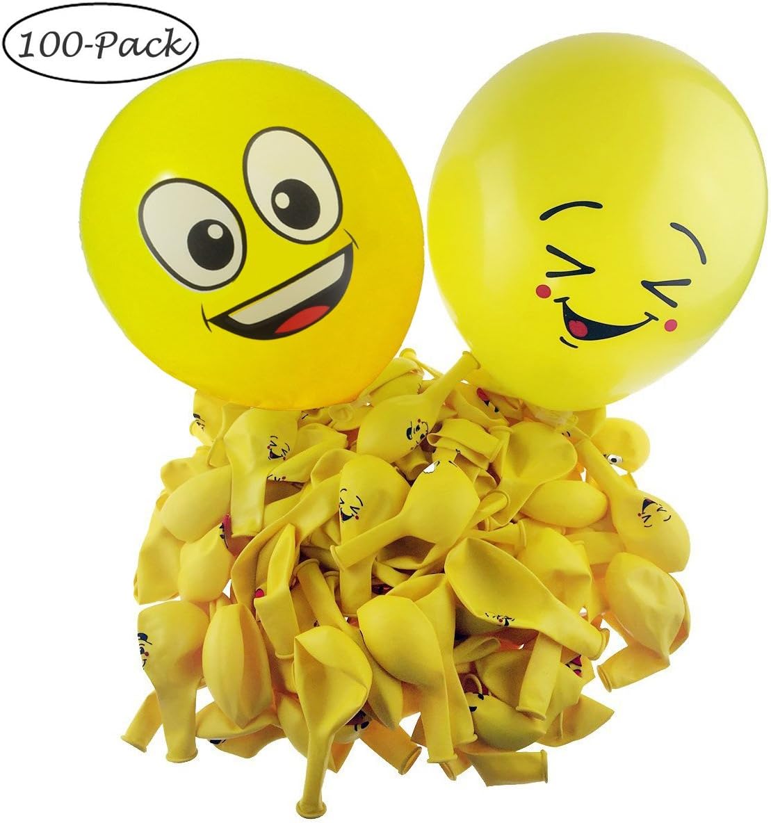 Giftoys Party Supplies 100-Pack Popular Emoji Designs 12" Funny Party Balloons