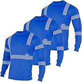 FONIRRA Hi Vis Safety T Shirts with Pocket for Men Work ANSI Class 2 Reflective Short Long Sleeve