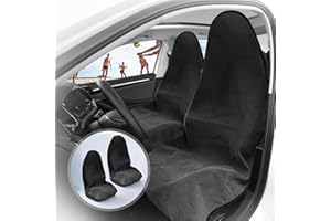 ZIMABLUE 2PCS Terry Cloth seat Cover Universal Waterproof Car Sport Towel Seat Cushion Non-Slip Sweat-Absorbent Towel Cloth Suitable for All Seasons Waterproof Beach Seat Cover Washable-Grey