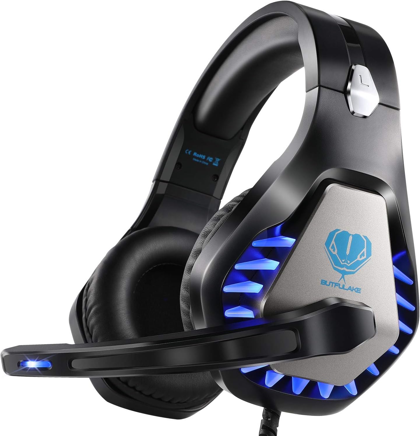 Pacrate Gaming Headset for PS4, Xbox One, with Noise Cancelling Mic - Pro Stereo Surround Sound Over Ear Gaming Headphones with LED Lights for Mac, Laptop, PC