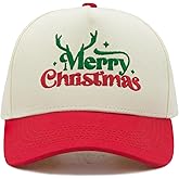 LUDUEIKSW Merry Christmas Trucker Hat for Men Women, Two-Tone Adjustable Santa Snapback Hat, Embroidered Vintage Baseball Cap Xmas Gift for Adult