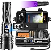 Flashlight 20000 High Lumens Rechargeable - LED Flash Light with LCD Display XHM77.2 Super Bright Police Powerful Linterna | 5 Modes & Adjustable Focus | IP67 Waterproof for Emergency Camping