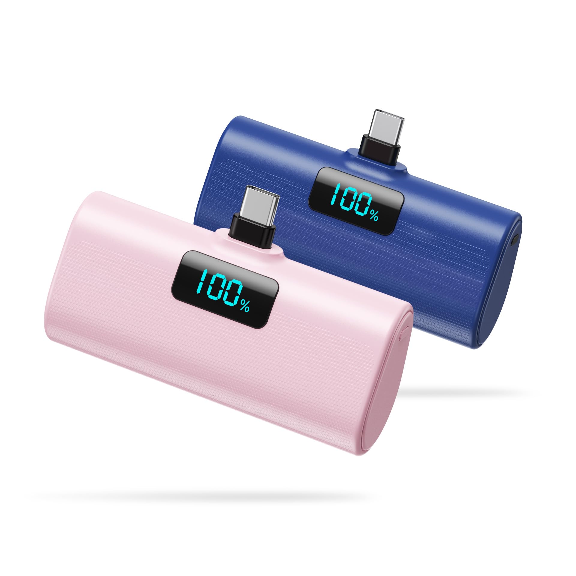 Photo 1 of [2-Pack]Portable Charger for iPhone 16/15 Series,5200mAh PD USB C Power Bank Built-in USB-C Connector,Battery Pack Compatible with iPhone 16/16 Plus/16 Pro/16 Pro Max/15 Series,Android (Pink+Blue)