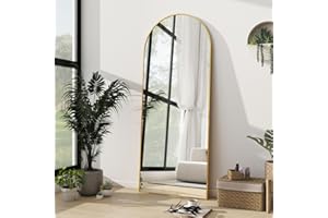 FVANF Arched Full Length Mirror,58"x18" Free Standing Floor Mirror, Modern Full Body Mirror with Stand, Wall Mirror with Aluminum Alloy Frame for Bedroom,Living Room,Gold
