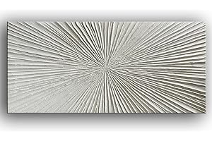YaSheng Art - White Thick Texture Abstract Wall Art Oil Painting Hand-Painted Minimalist modern Art Paintings Home Living room Room Dining Room Bedroom Wall Decorative Art Oil Painting 24x48inch