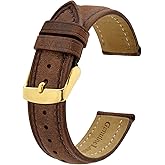 BISONSTRAP Vintage Watch Straps with Gold/Rose Gold Buckle, Leather Replacement Band 18mm 20mm 22mm